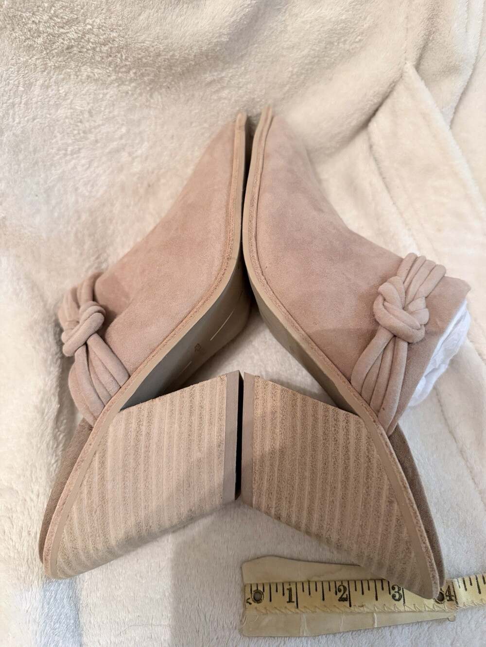 Dolce Vita Women's Beige Suede Pointed Toe Block Heel Slip-On Mules Size 10